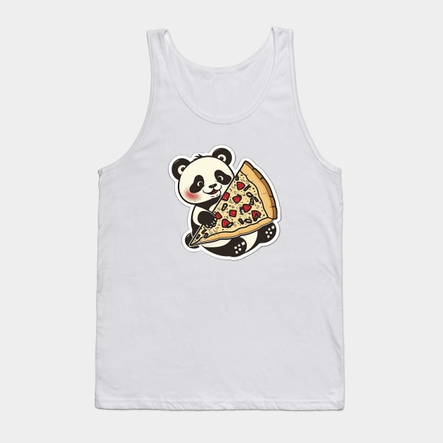 Cute Cartoon Panda Eating Pizza Funny Kawaii Tank Top by kiddo200